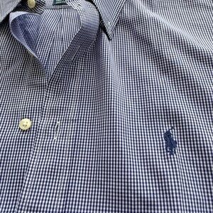 Ralph Lauren Men's Navy Gingham Shirt Yarmouth 100%